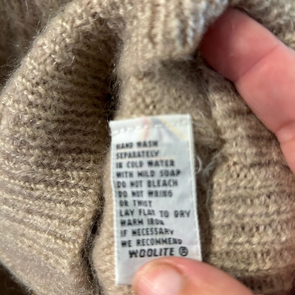 RUSS PETITES khaki button up vest vintage mohair wool blend size small - Picture 6 of 9